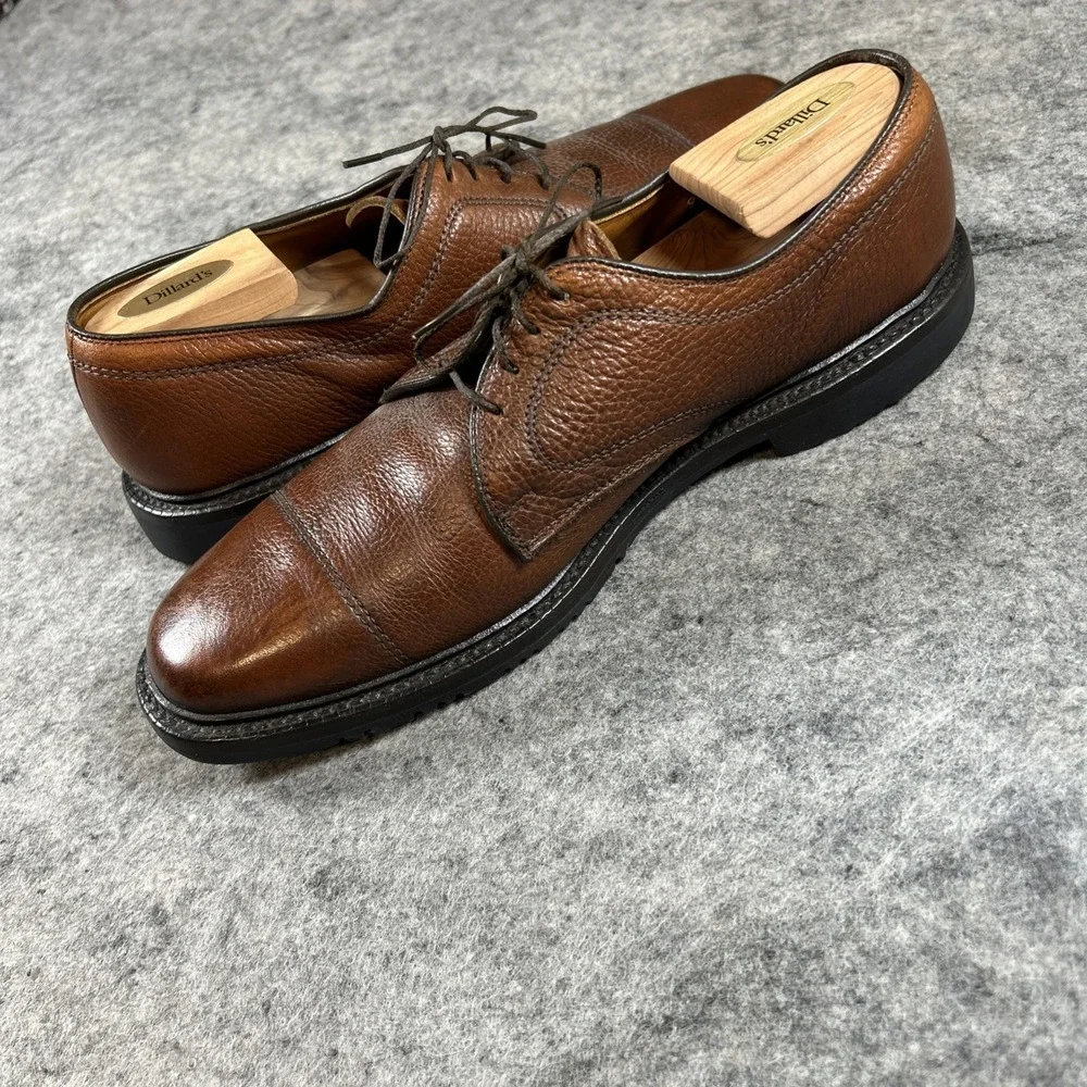 Allen Edmonds Becker Dress‎ Shoes 9.5 D Brown Pebbled Leather Cap Toe USA Made